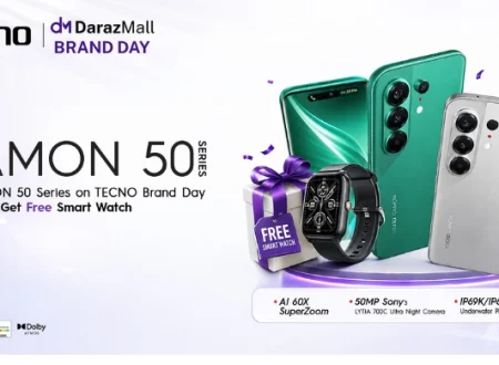 TECNO CAMON 50 Series available on Daraz Brand Day with exclusive discounts and free smartwatch offer in Pakistan